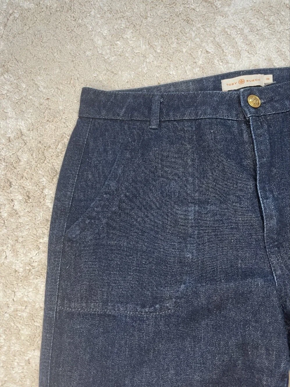 Tory Burch 100% Cotton Dark Indigo Wide-Leg Jeans Size 30